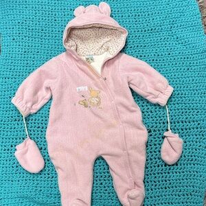 Little Me Pink Baby Footie with Mittens